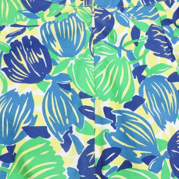 1990s Lilly Pulitzer Skirt Tulip Print Size 8 Blue Green Yellow Summer Wear - Picture 7 of 11